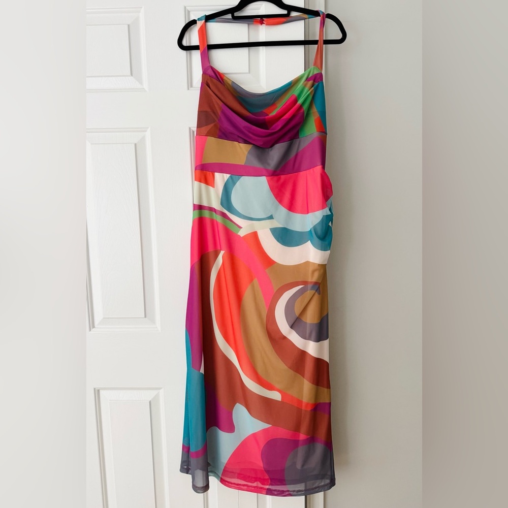Anthropologie Multicolor Abstract Print Midi Dress - Picture 8 of 15